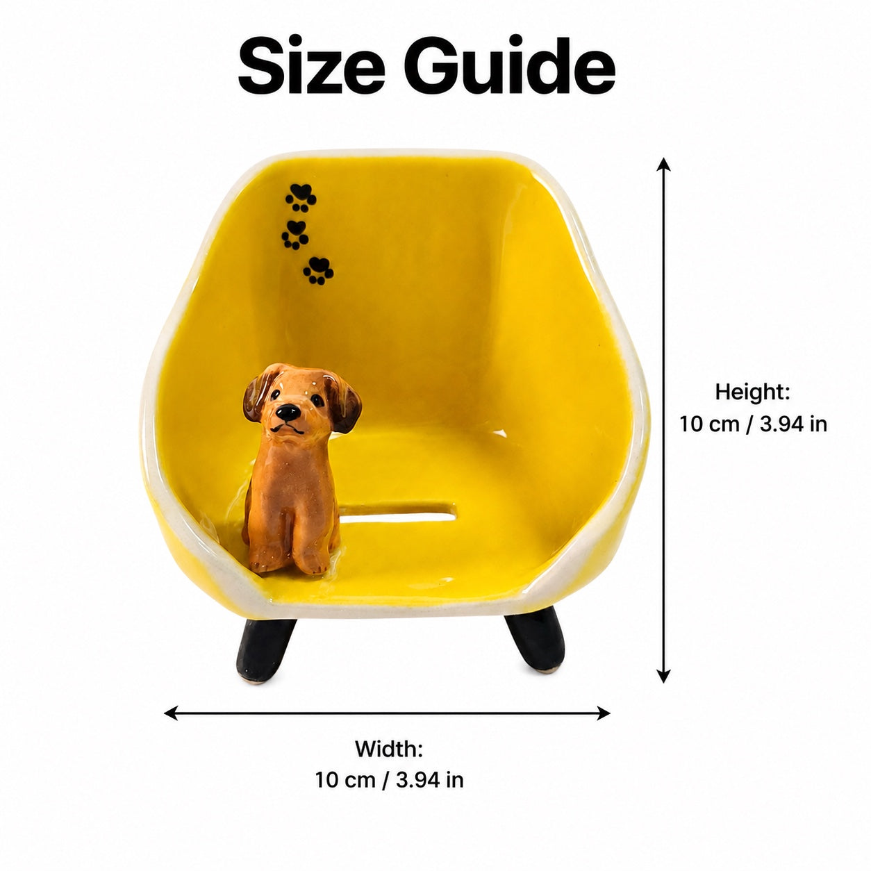 Product image of a custom pet phone stand with a personalized ceramic pet figurine.