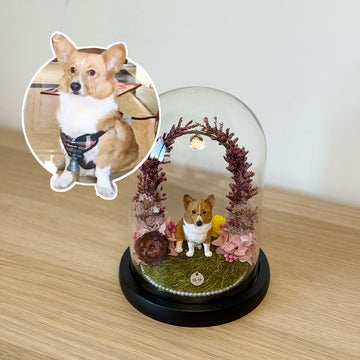 Custom Pet Memorial Flower Dome – Personalized Pet Replica Keepsake