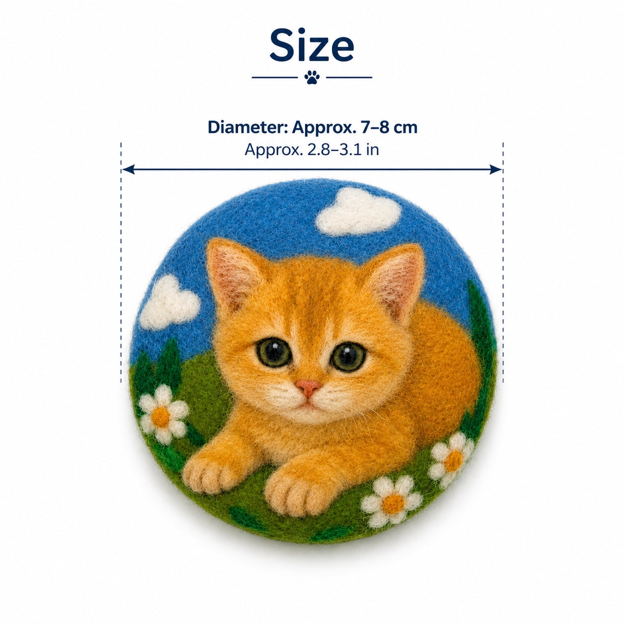 Product image of a wool felt pet portrait magnet made from a dog or cat photo.