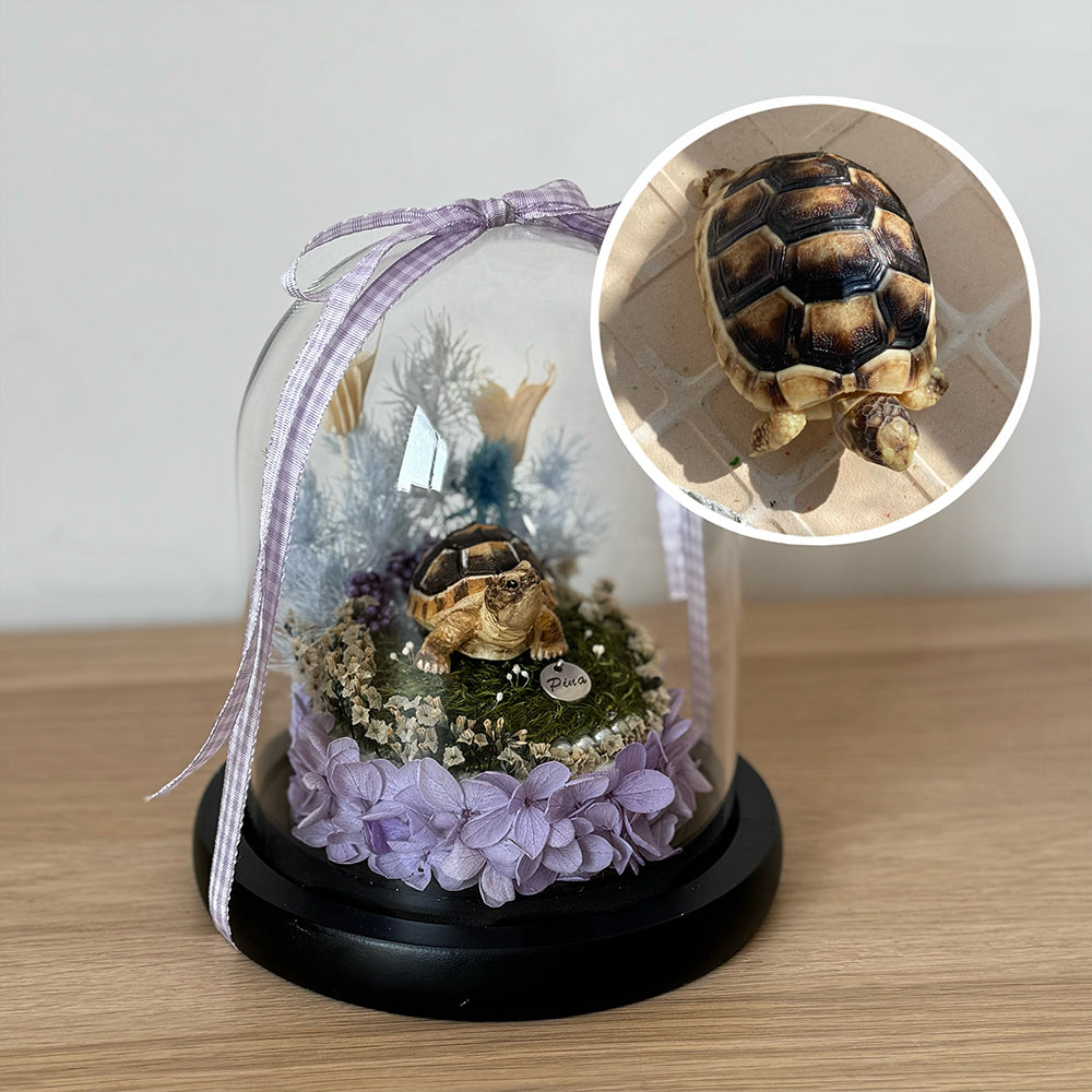 Custom Pet Memorial Flower Dome – Personalized Pet Replica Keepsake