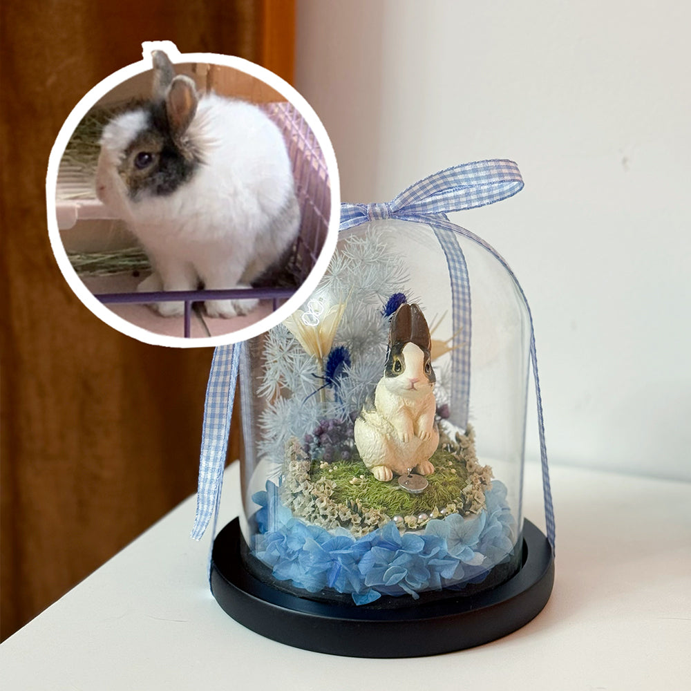 Custom Pet Memorial Flower Dome – Personalized Pet Replica Keepsake
