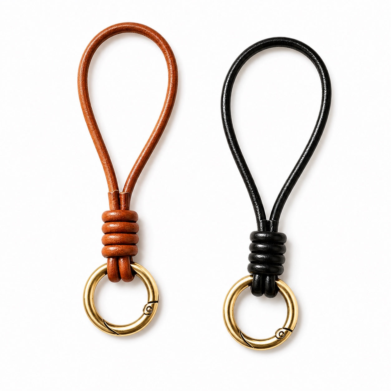 Product image of an embossed leather pet keychain with a custom dog or cat portrait.