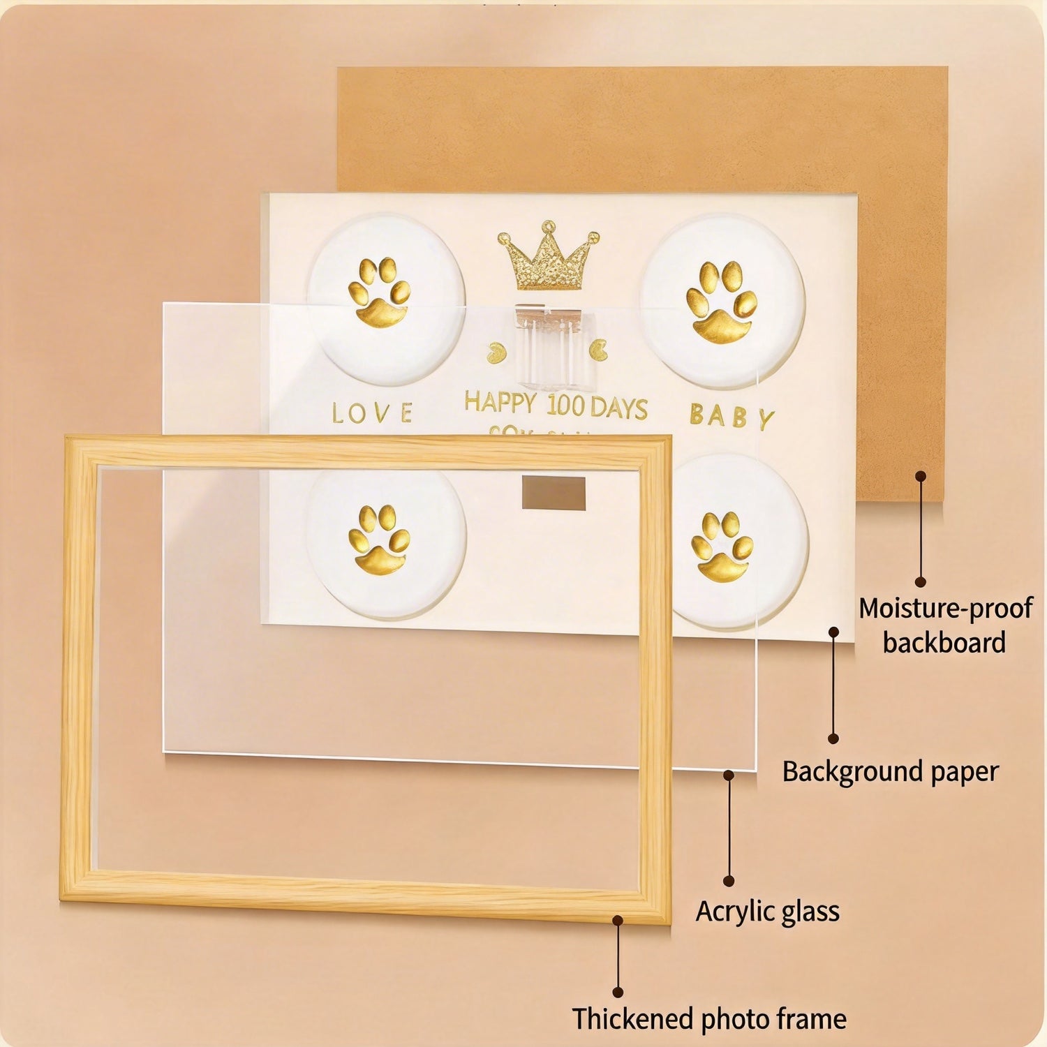 Product image of a personalized pet paw print frame for a dog's or cat's remembrance display.