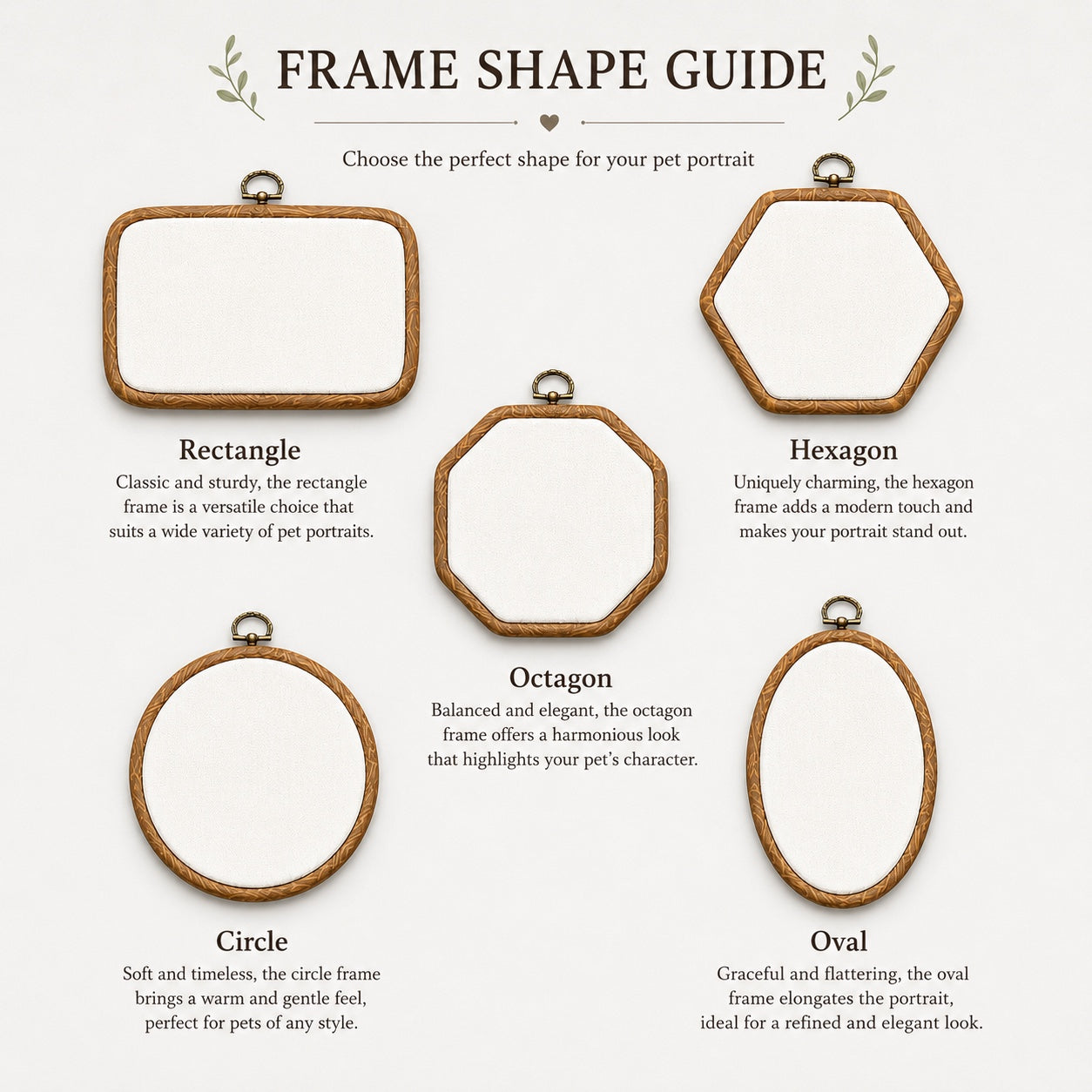 Product image of a round custom pet portrait embroidery frame for dog or cat wall art.