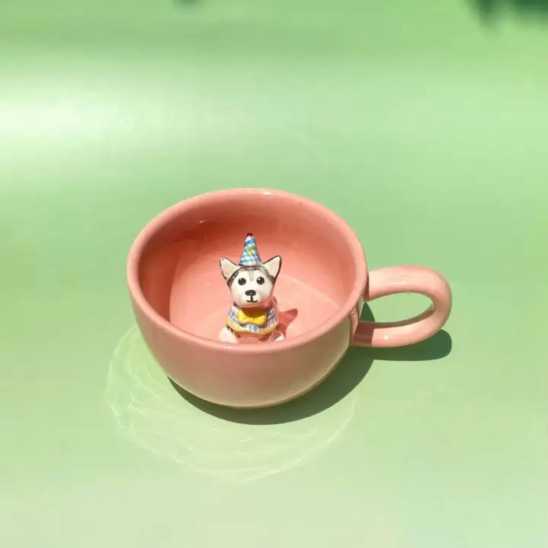 Custom 3D pet mugs shown in several available ceramic colors.