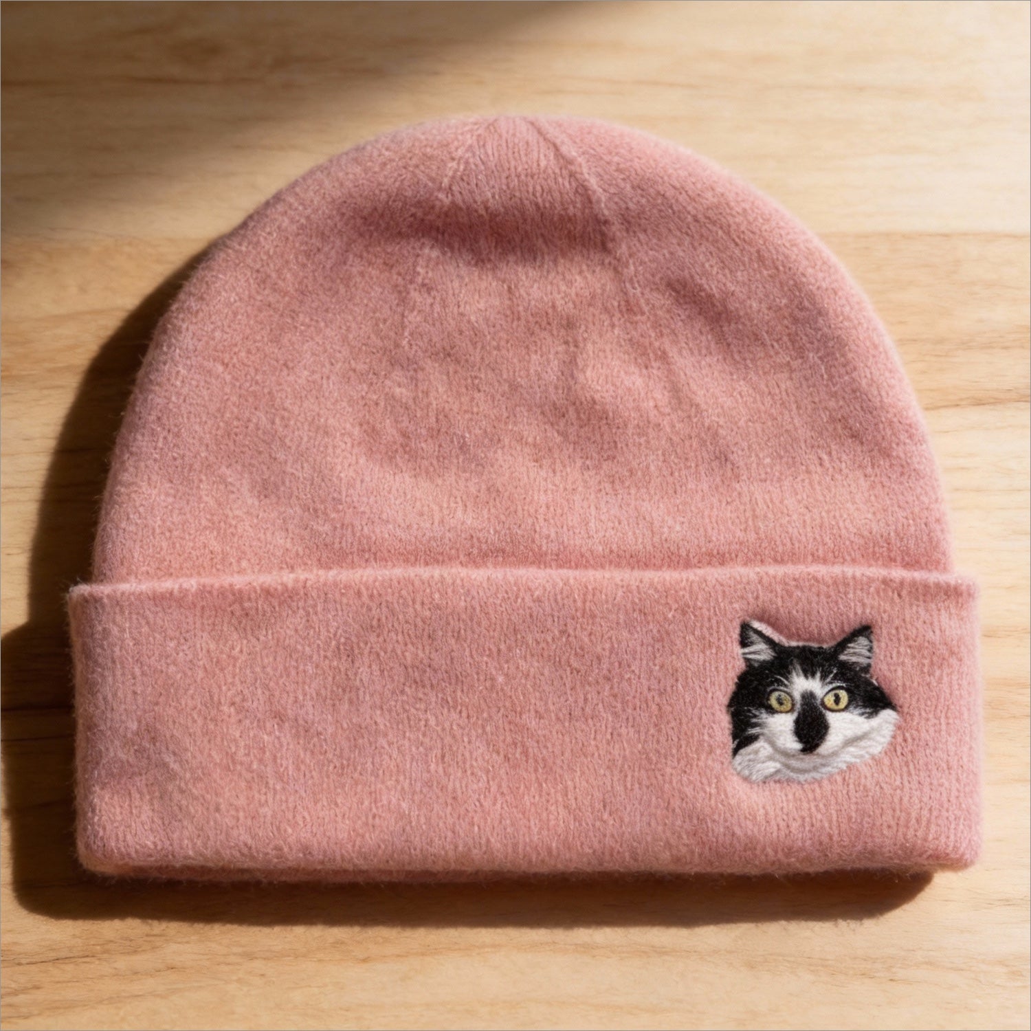 Custom Pet Portrait Hand-Felted Wool Beanie Hat shown in an additional product image for shoppers comparing details.