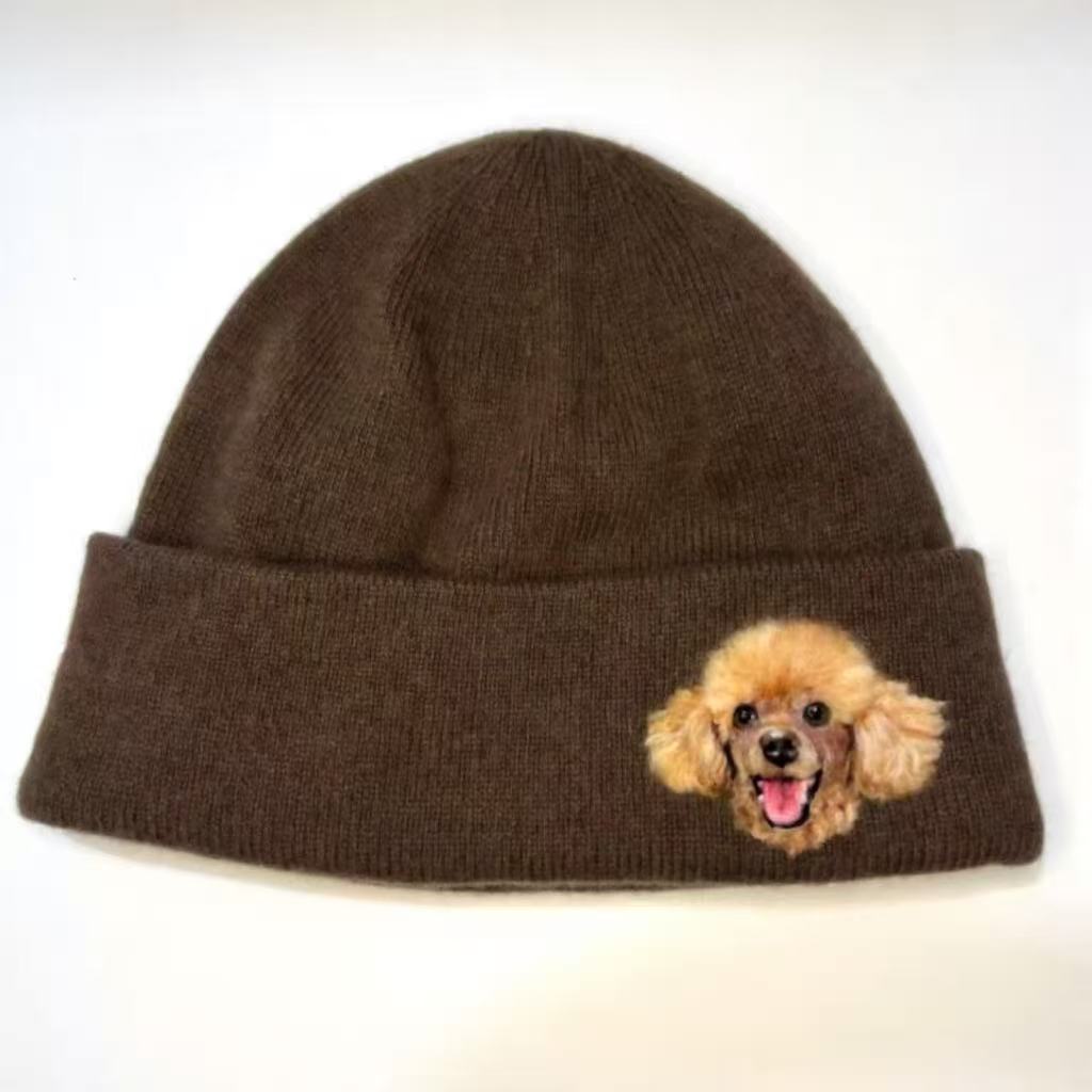 Custom Pet Portrait Hand-Felted Wool Beanie Hat shown in an additional product image for shoppers comparing details.