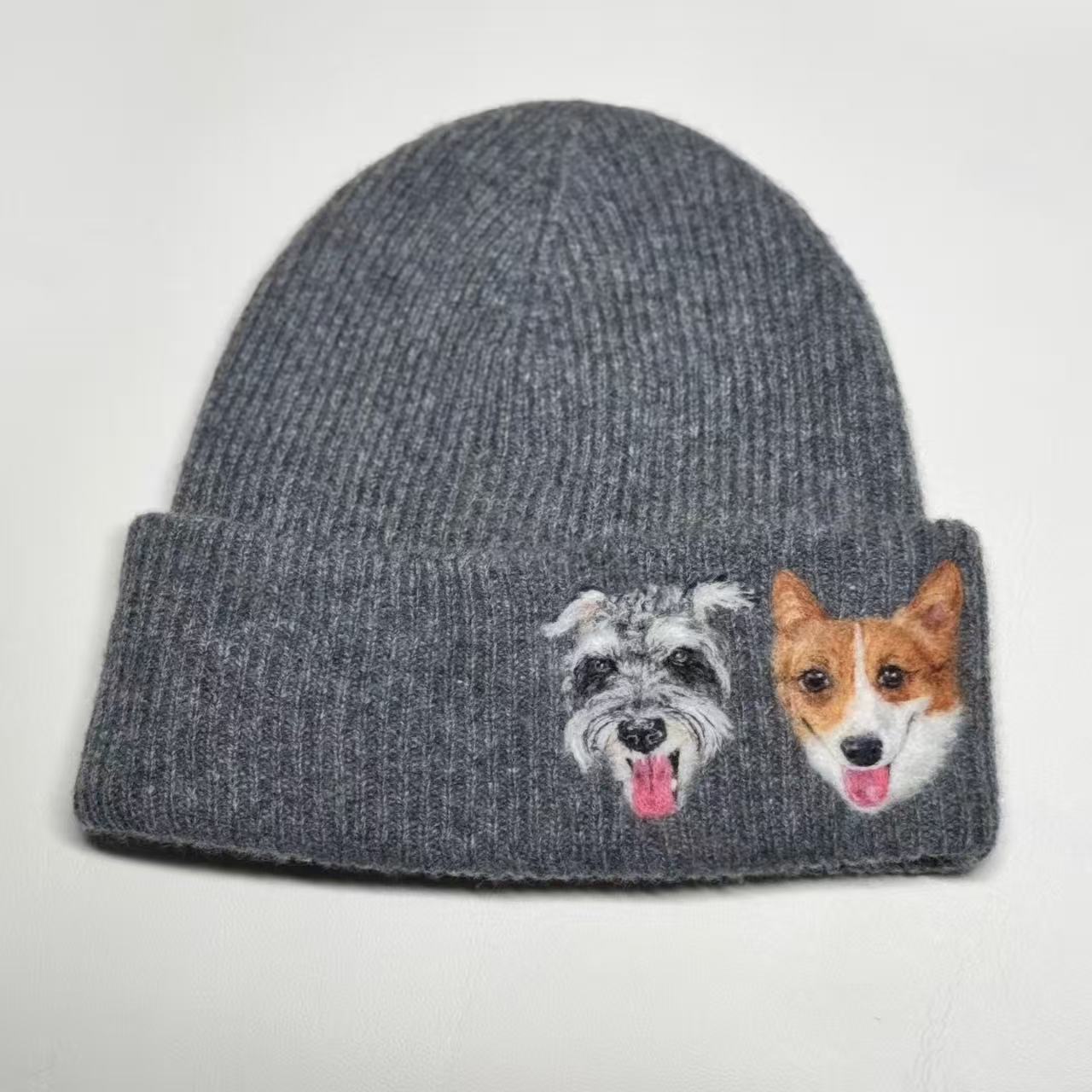 Custom Pet Portrait Hand-Felted Wool Beanie Hat shown in an additional product image for shoppers comparing details.