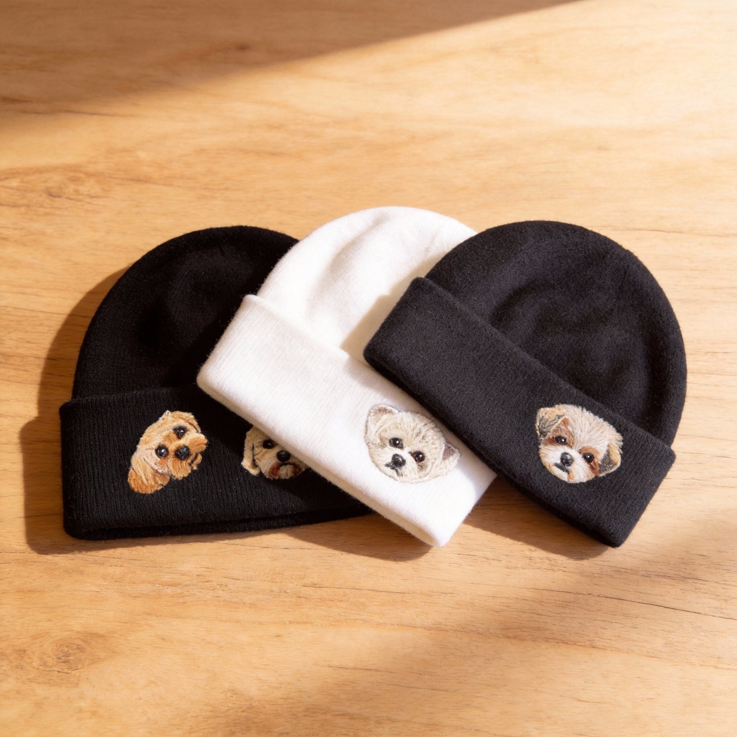 Custom Pet Portrait Hand-Felted Wool Beanie Hat shown in an additional product image for shoppers comparing details.