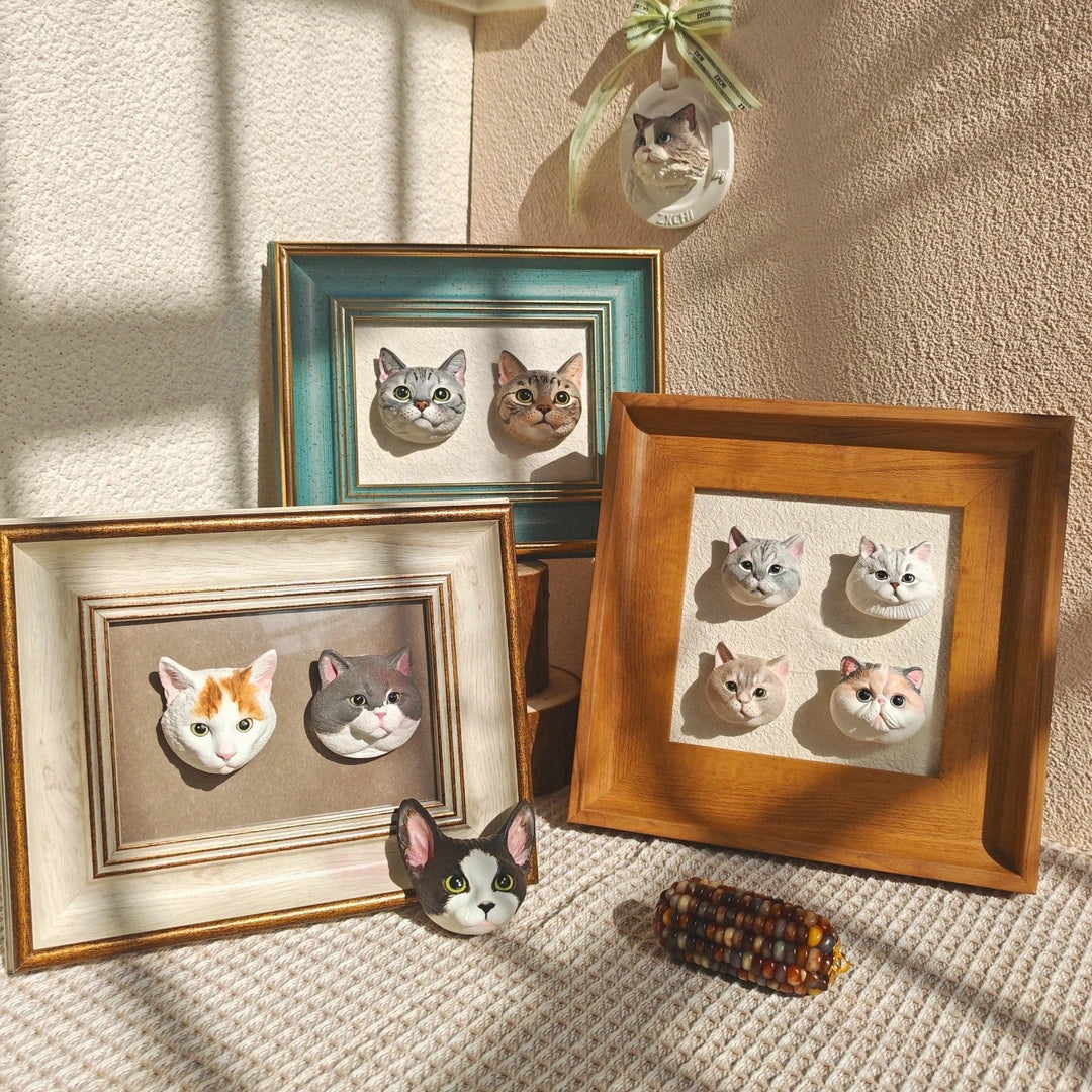 Custom pet magnet shown with its gift-ready packaging.