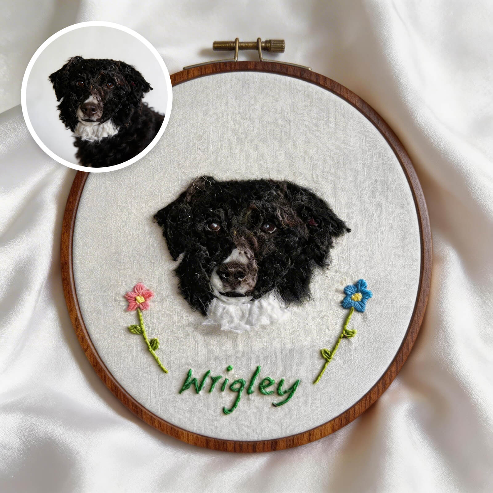 Custom Wool Felt Pet Memorial Portrait Art shown in an additional product image for shoppers comparing details.