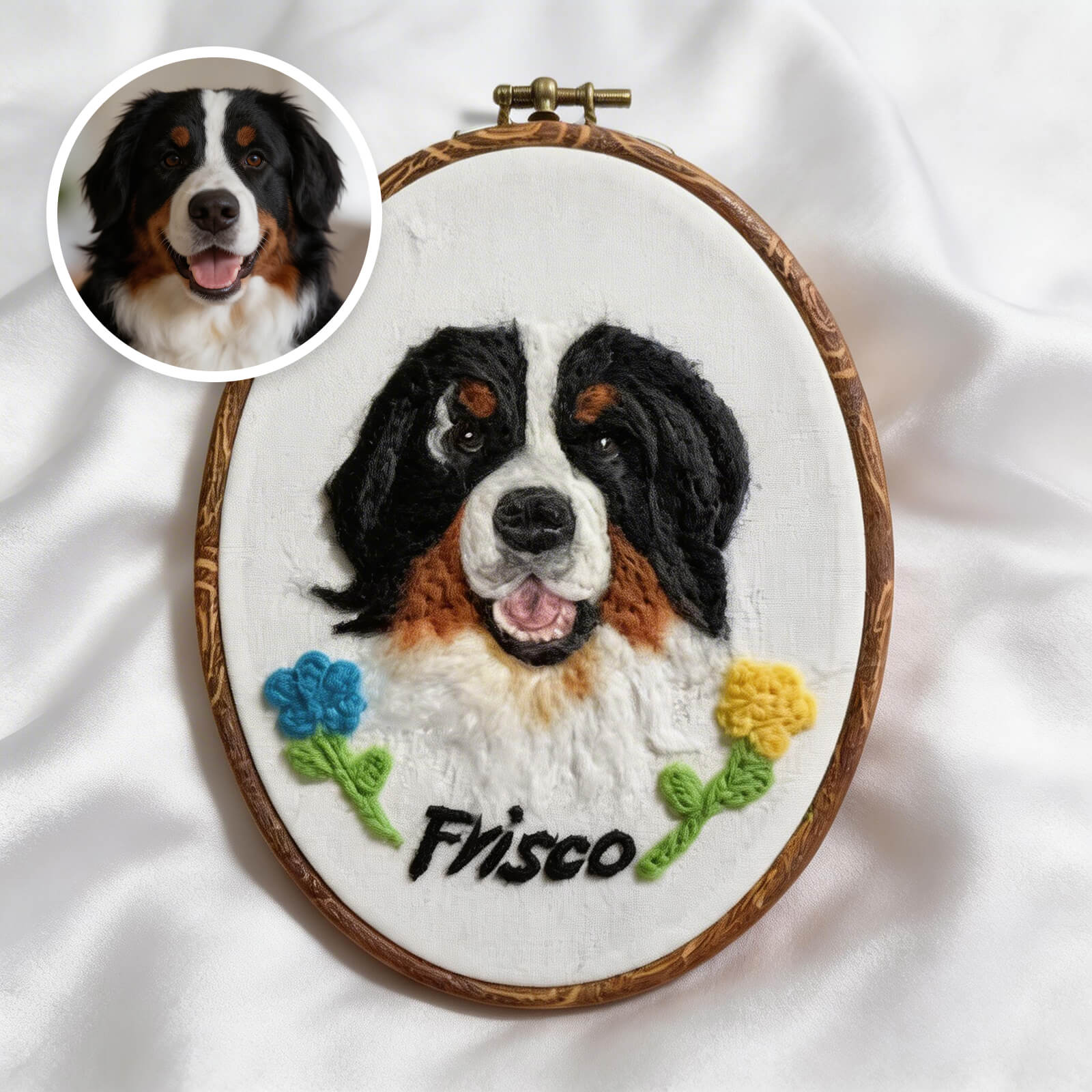 Custom Wool Felt Pet Memorial Portrait Art shown in an additional product image for shoppers comparing details.