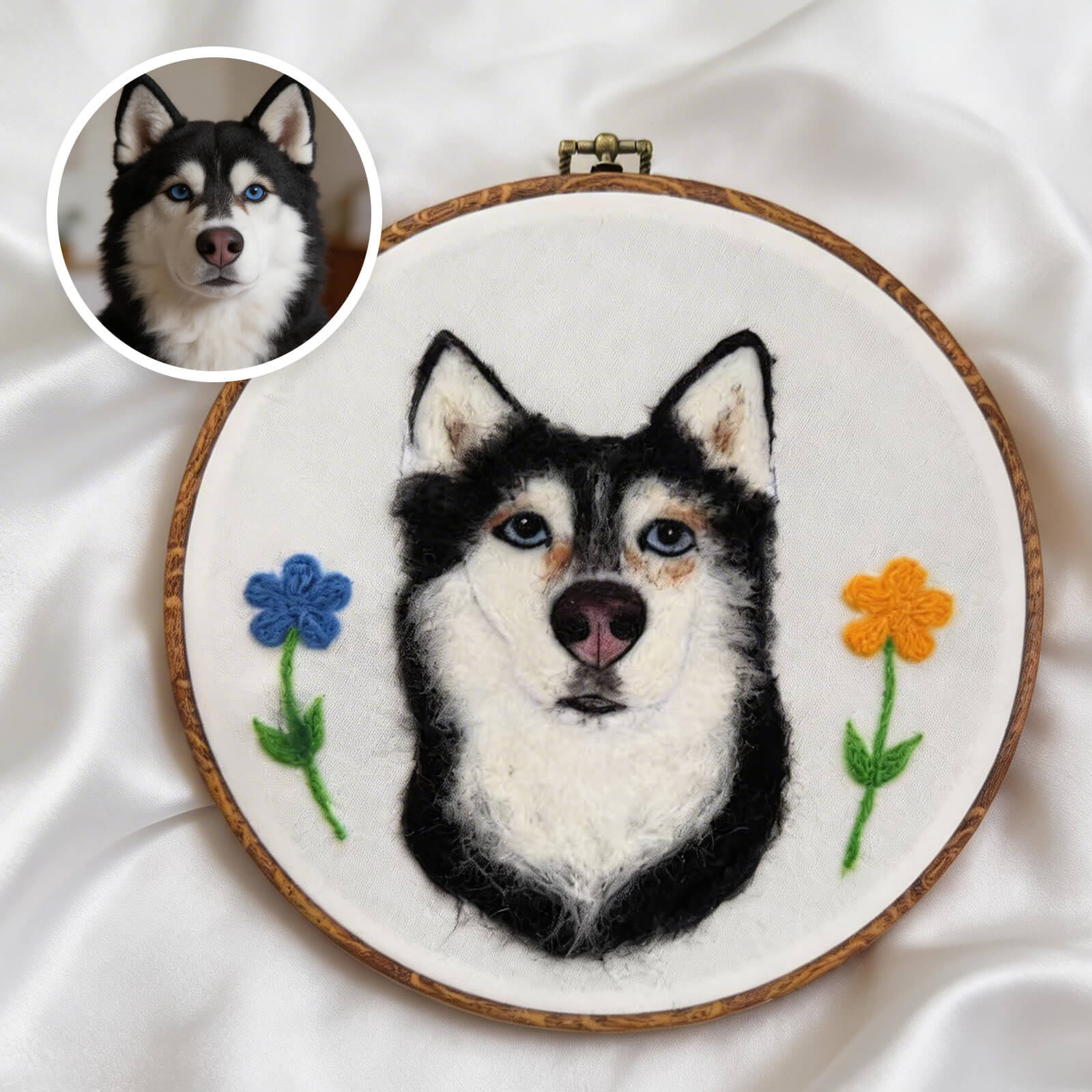 Custom Wool Felt Pet Memorial Portrait Art shown in an additional product image for shoppers comparing details.