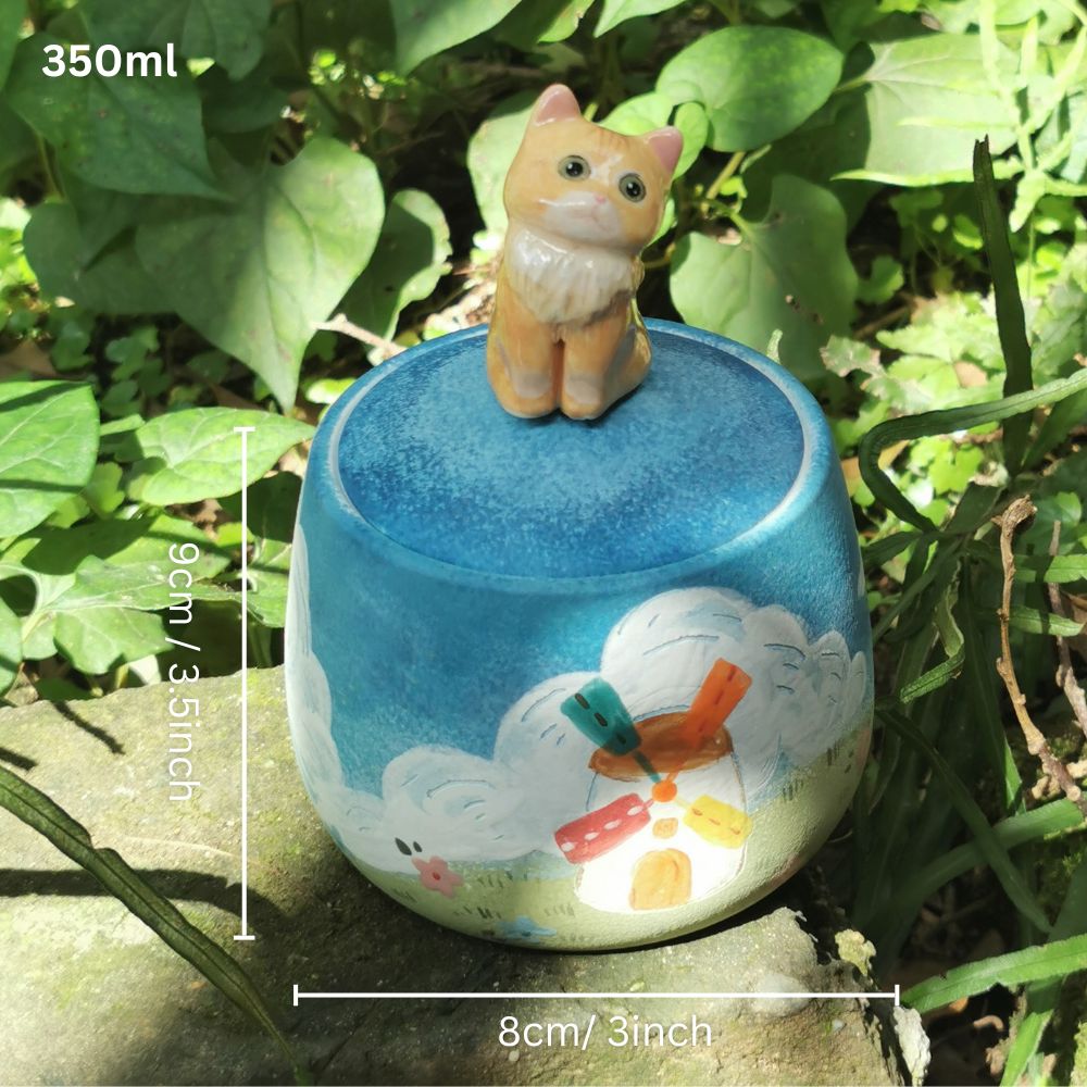 Handmade Ceramic Pet Urn for Ashes with 3D Figurine Lid shown in an additional product image for shoppers comparing details.