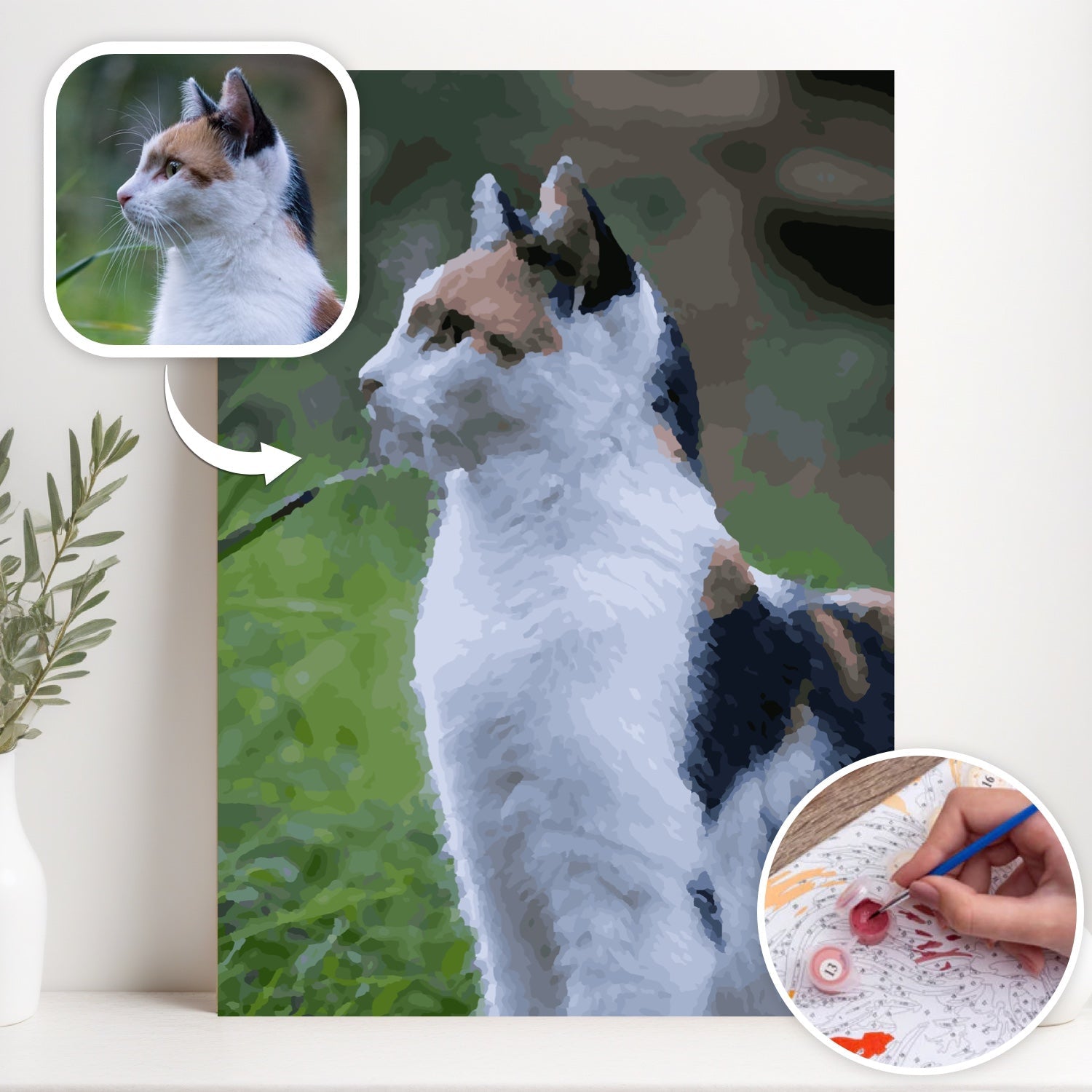 Close-up detail view of paint my pet by numbers custom portrait kit highlighting the personalized finish.