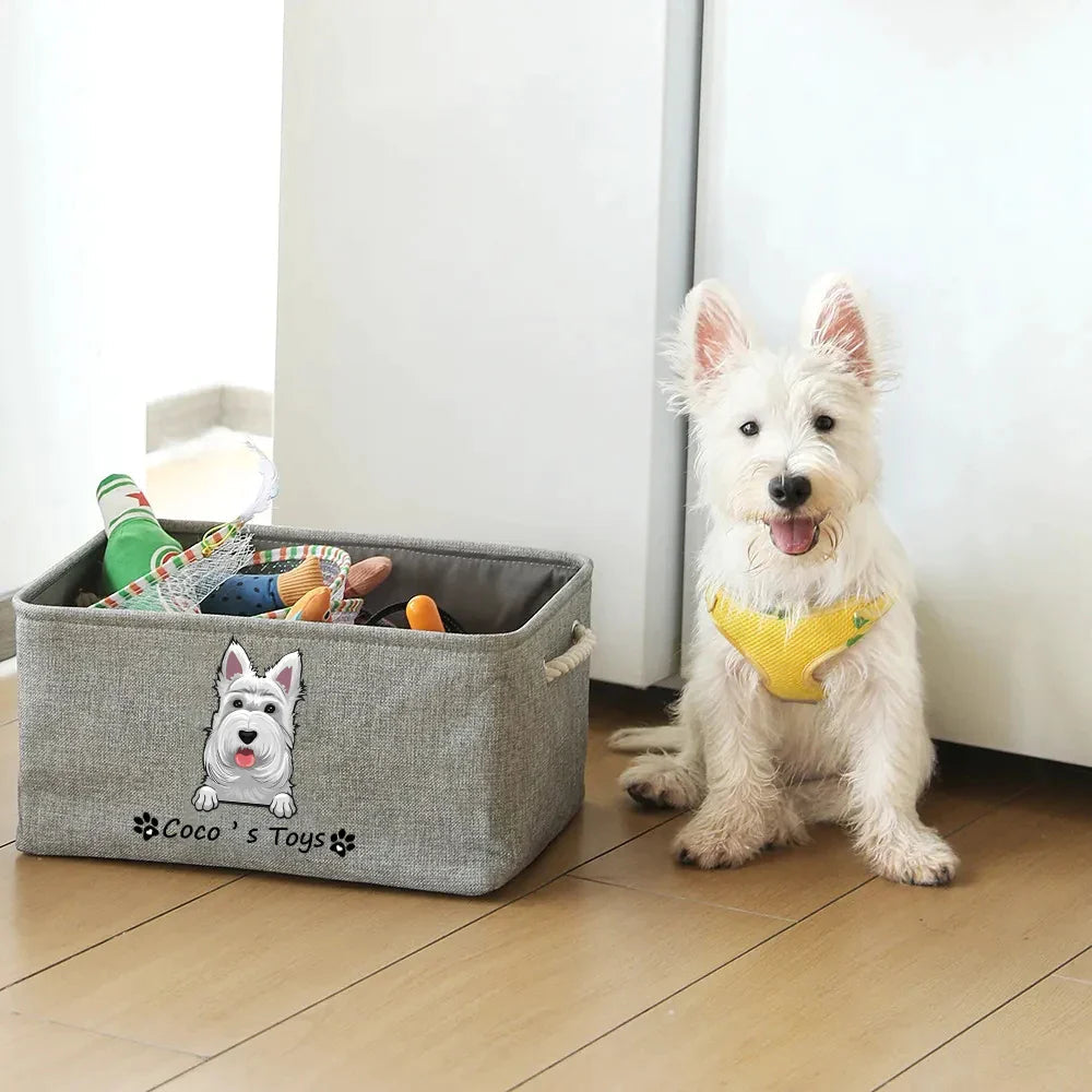 Personalized Pet Toy Storage Basket with Photo