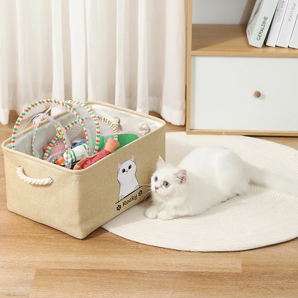 Personalized Pet Toy Storage Basket with Photo and Name shown in an additional product image for shoppers comparing details.